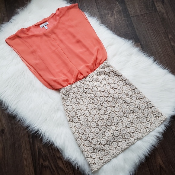 Speechless Coral & Cream Bodycon Dress - Picture 3 of 8